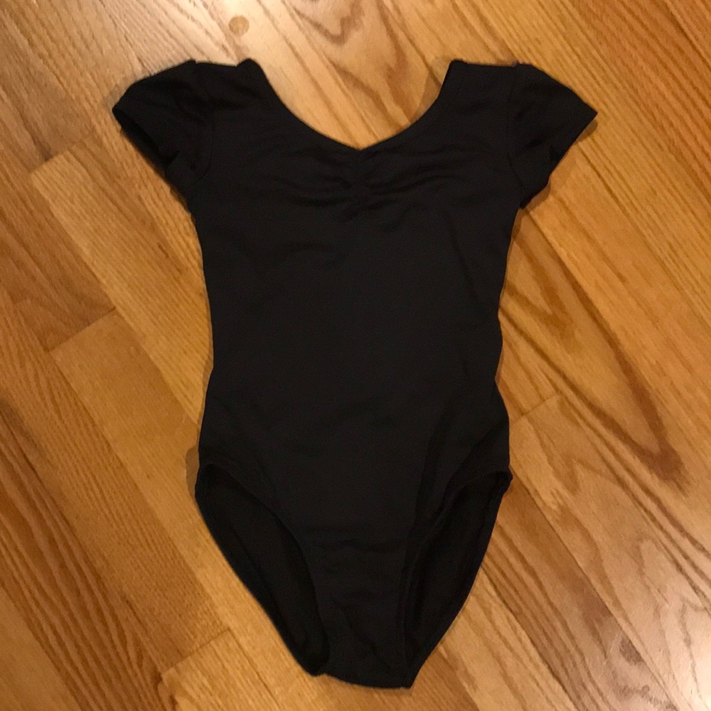 Girls size 4/5 black short sleeved dance leotard.